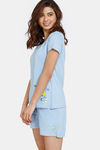 Zivame Looney Tunes Knit Cotton Shorts Set - Blue Bell — thumbnail 2